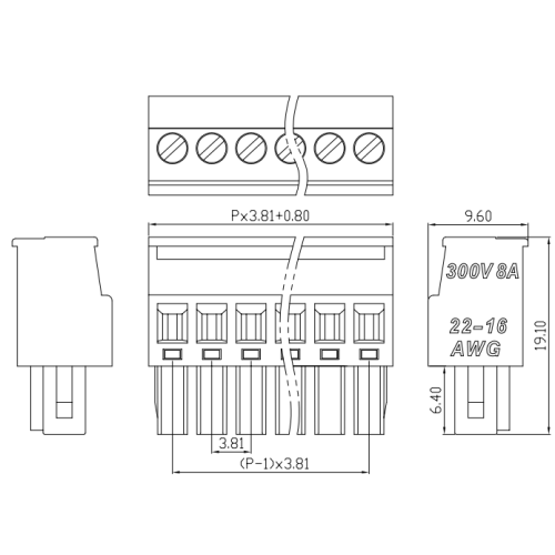 3.81MM pitch guide rail type male and female plug-in terminals